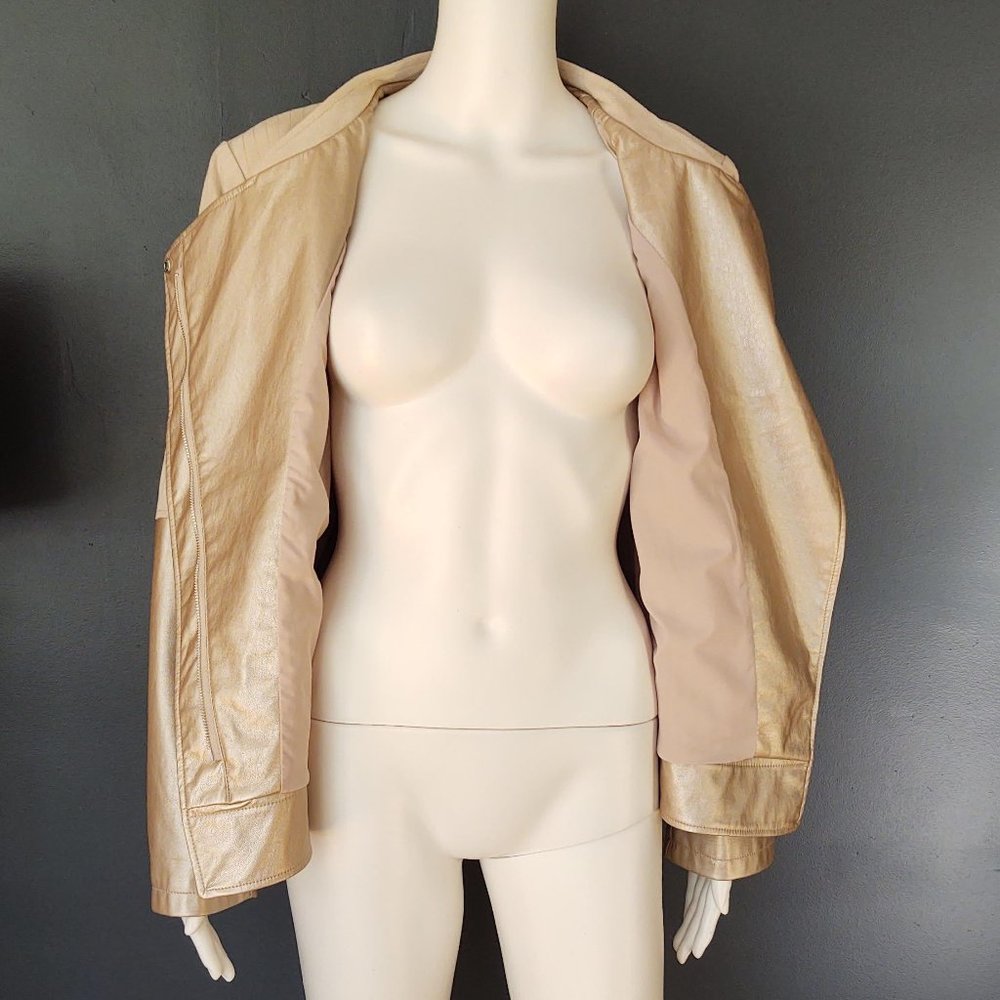 Metallic faux leather & faux suede moto jacket - Picture 10 of 16